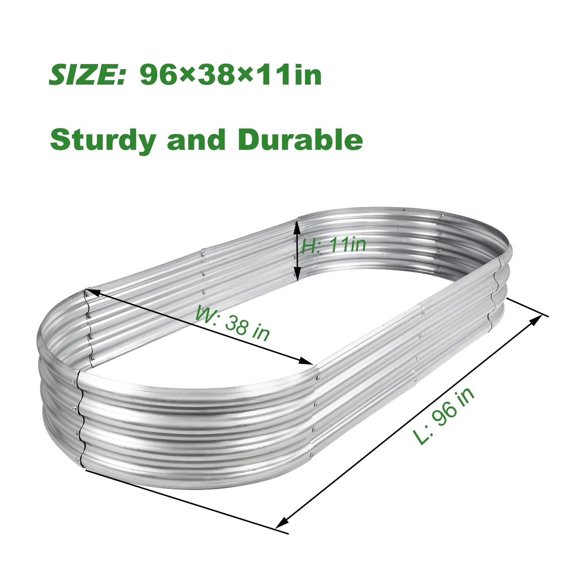 Galvanized Raised Garden Bed Kit 2Pack 8ft, Galvanized Planter Raised Garden Boxes Outdoor, Oval Metal Raised Garden Beds