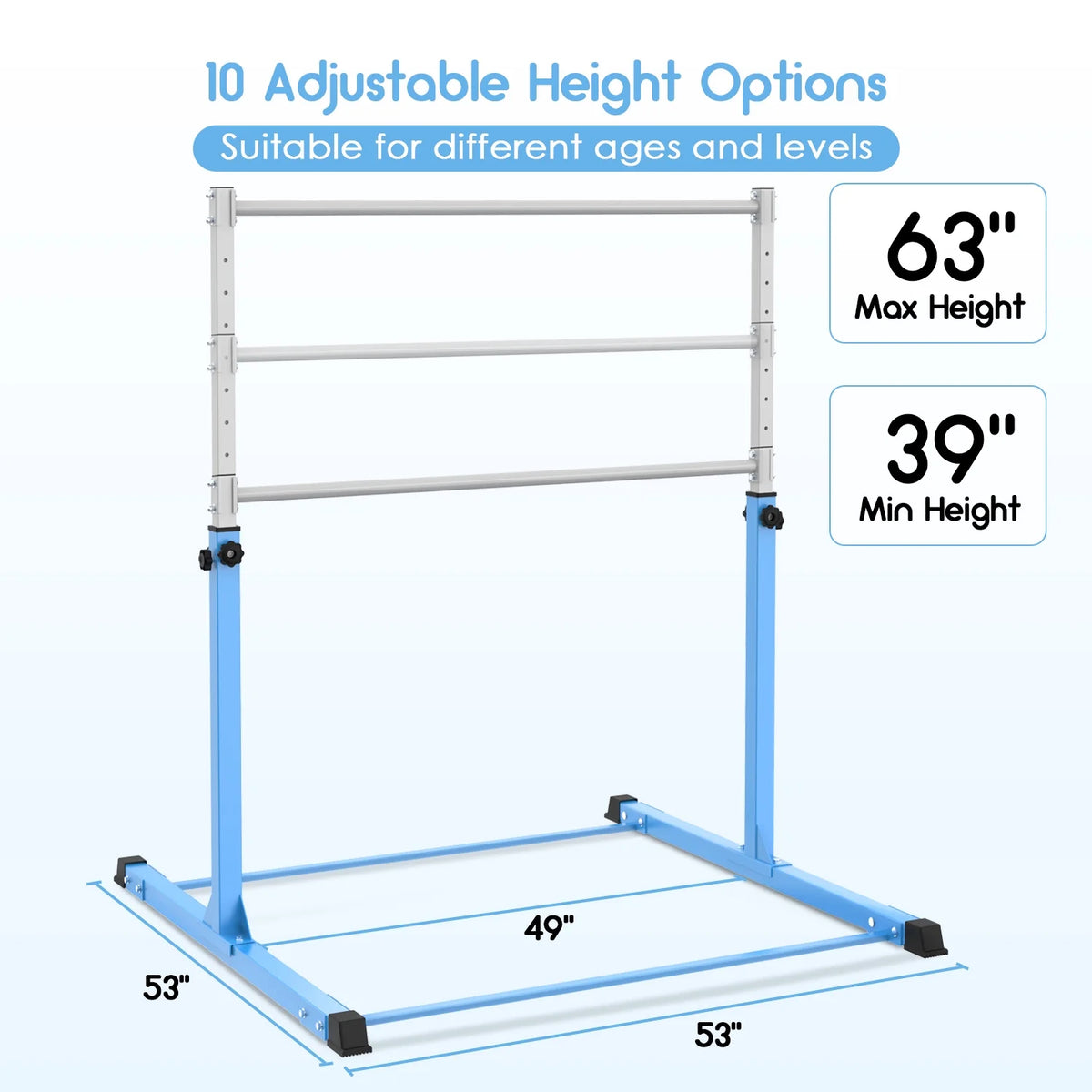 Safly Fun Anti Slip Adjustable Steel Gymnastics Bar, 50 in Width