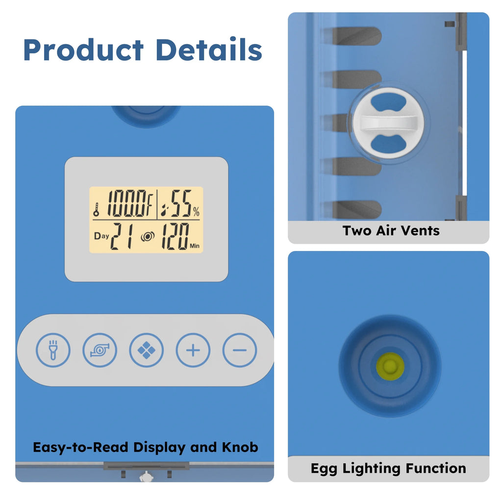 Montary 56 Egg Incubator: Auto Turning, Humidity Control & Water Refill for Chicken/Duck/Goose Eggs w/ Candler
