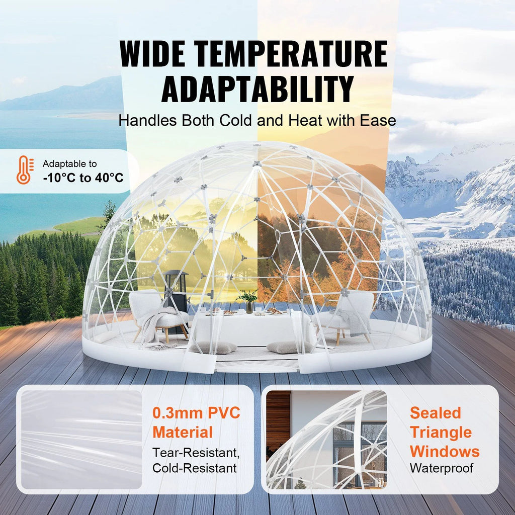 9.5FT Outdoor Bubble Tent Transparent Dome Camping Shelter with Zip Door & Windows Waterproof Pop-Up Tent for Stargazing, Backyard, Patio & Glamping Portable Instant Setup