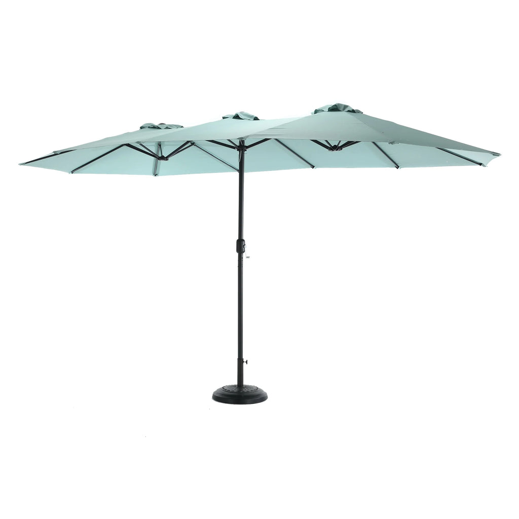 Outdoor Patio Umbrella, 15FT Double-Sided Solar Umbrella with Crank, Large Umbrella for Pool Yard, with 12pcs Steel Ribs, Dark Green