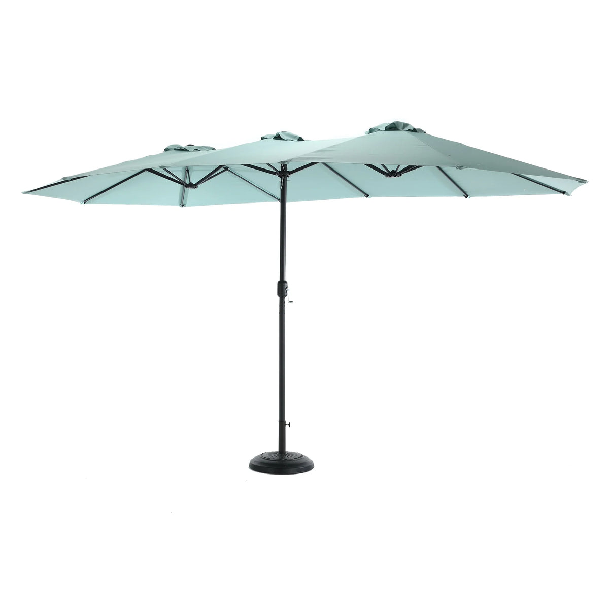 Outdoor Patio Umbrella, 15FT Double-Sided Solar Umbrella with Crank, Large Umbrella for Pool Yard, with 12pcs Steel Ribs, Dark Green
