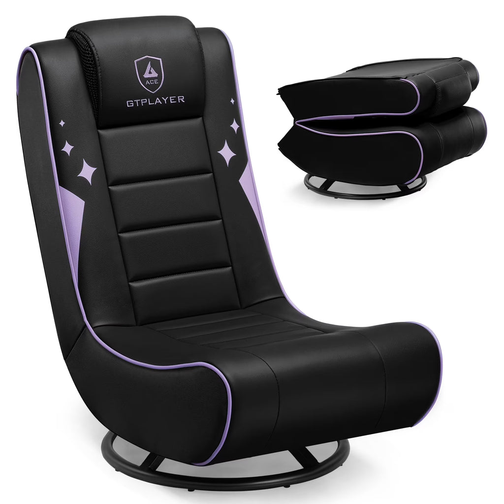 GTPLAYER Swivel Floor Gaming Chairs with Foldable Backrest for Teens,, Red