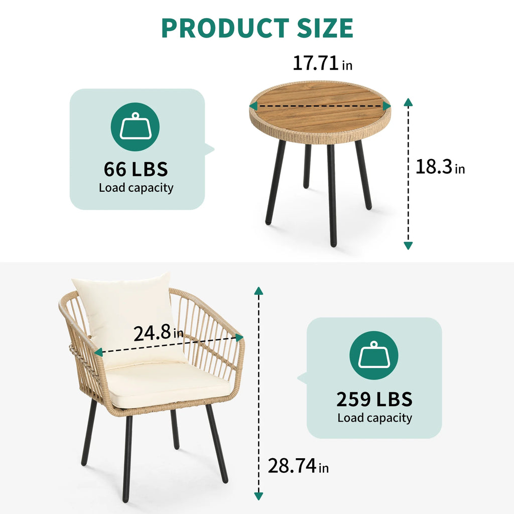 Dextrus 5 pieces Outdoor Dining Set, Patio Dining Sets with 4 Rattan Wicker Dining Chair and Round Table With Umbrella Hole, Sectional Conversation Set for Backyard, Balcony, Garden, Lawn