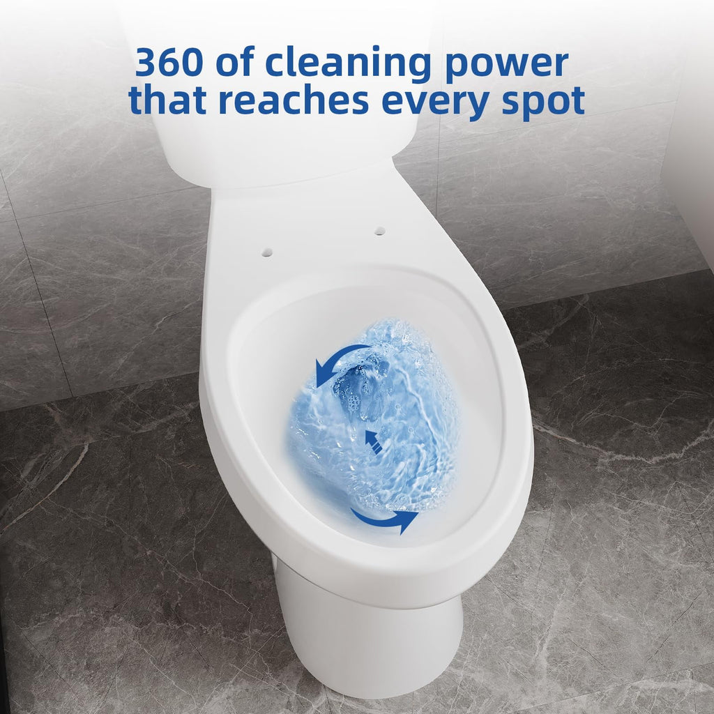 TROPOW Toilet, Two-Piece Toilet, ADA Toilet with Dual Flush, Elongated Toilets for Bathrooms with Soft Close Seat, Universal Height,White