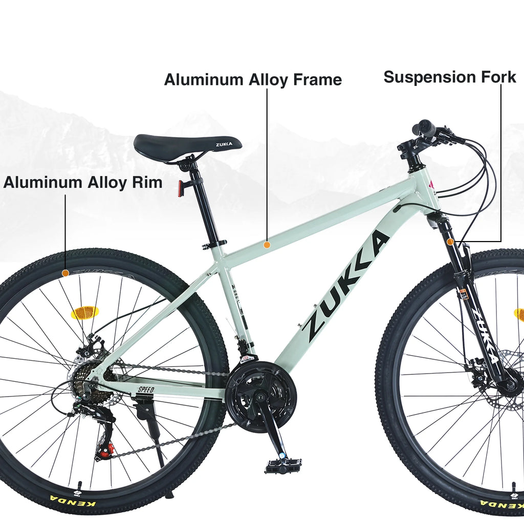27.5 Inch Mountain Bike, 21 Speed Mountain Bicycle with Front Suspension and Aluminum Alloy Frame for Men Women Boys and Girls, Blue