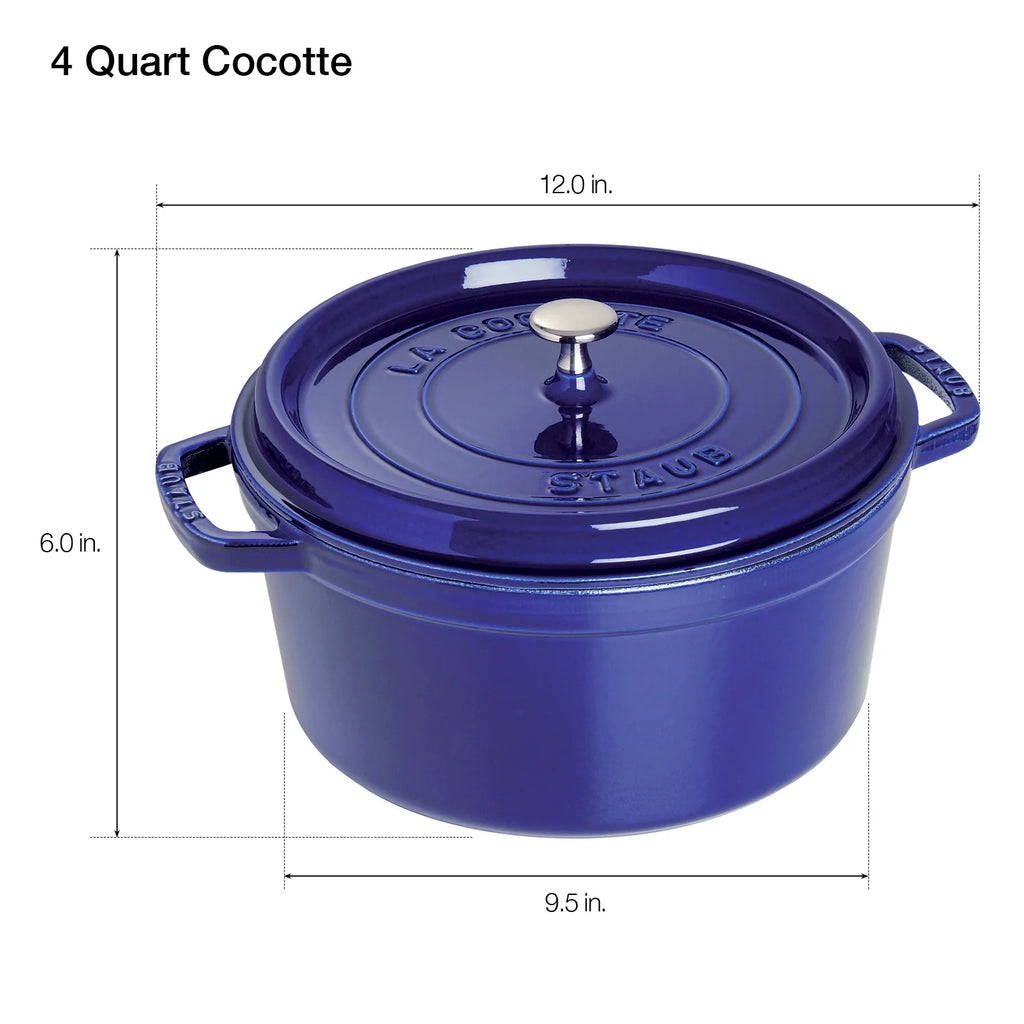 Staub Cast Iron 4-qt Round Cocotte - Matte Black