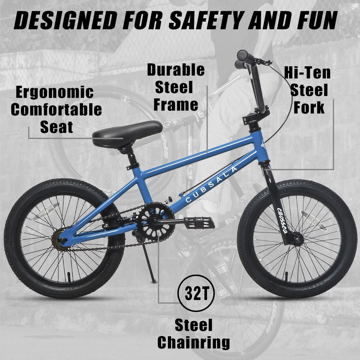 cubsala 20 in Freestyle BMX Kids Bike for Age 6-14 Years Old Boys Girls , Black & Green