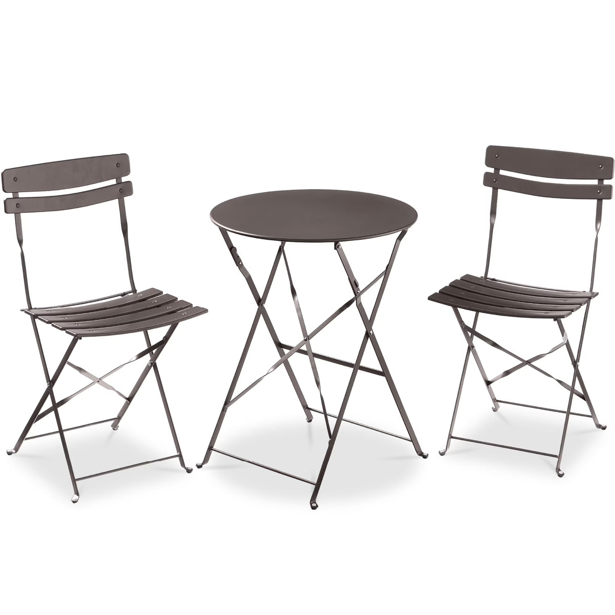Best Choice Products 3-Piece Small Bistro Set, Folding Patio Furniture Set of 2 Chairs and Table - Black