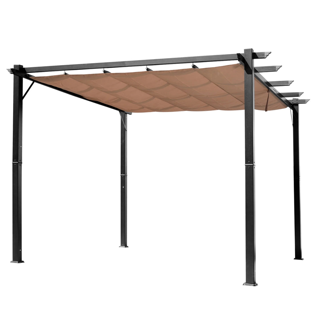 Outsunny 10' x 10' Pergola with Retractable Shade Canopy, Aluminum, Gray