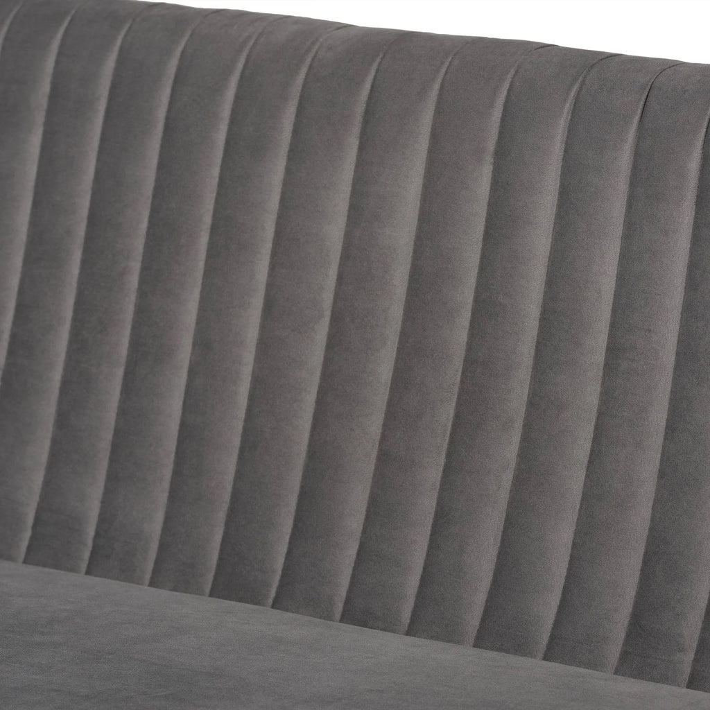 Baxton Studio Alvis Mid-Century Modern Grey Velvet Upholstered Back 2-Piece Dining Corner Bench