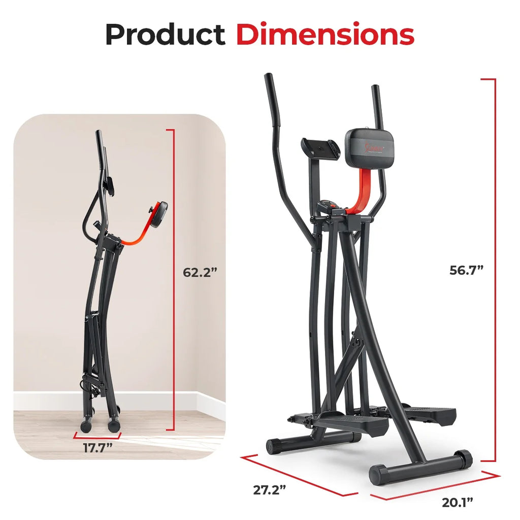 Sunny Health & Fitness Manual Air Walker Elliptical – 30″ Stride, Low Impact, Lightweight, Quiet with Free SunnyFit App