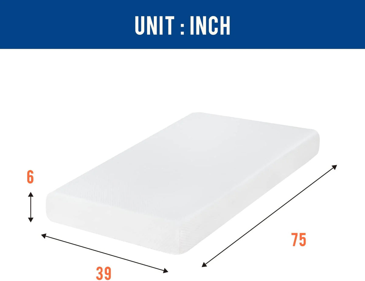 FDW Twin Mattress 6 inch Gel Memory Foam Mattress Queen Mattresses Medium Firm Mattresses，White