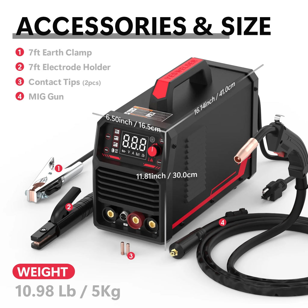 YesWelder 135A Flux Welding Kit, Includes Welder, Gloves, and Wire, Black