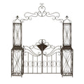 DecMode Traditional Metal Arch with Botanical Design Garden Arbors with Latch Lock Closure, 78"W x 94"H