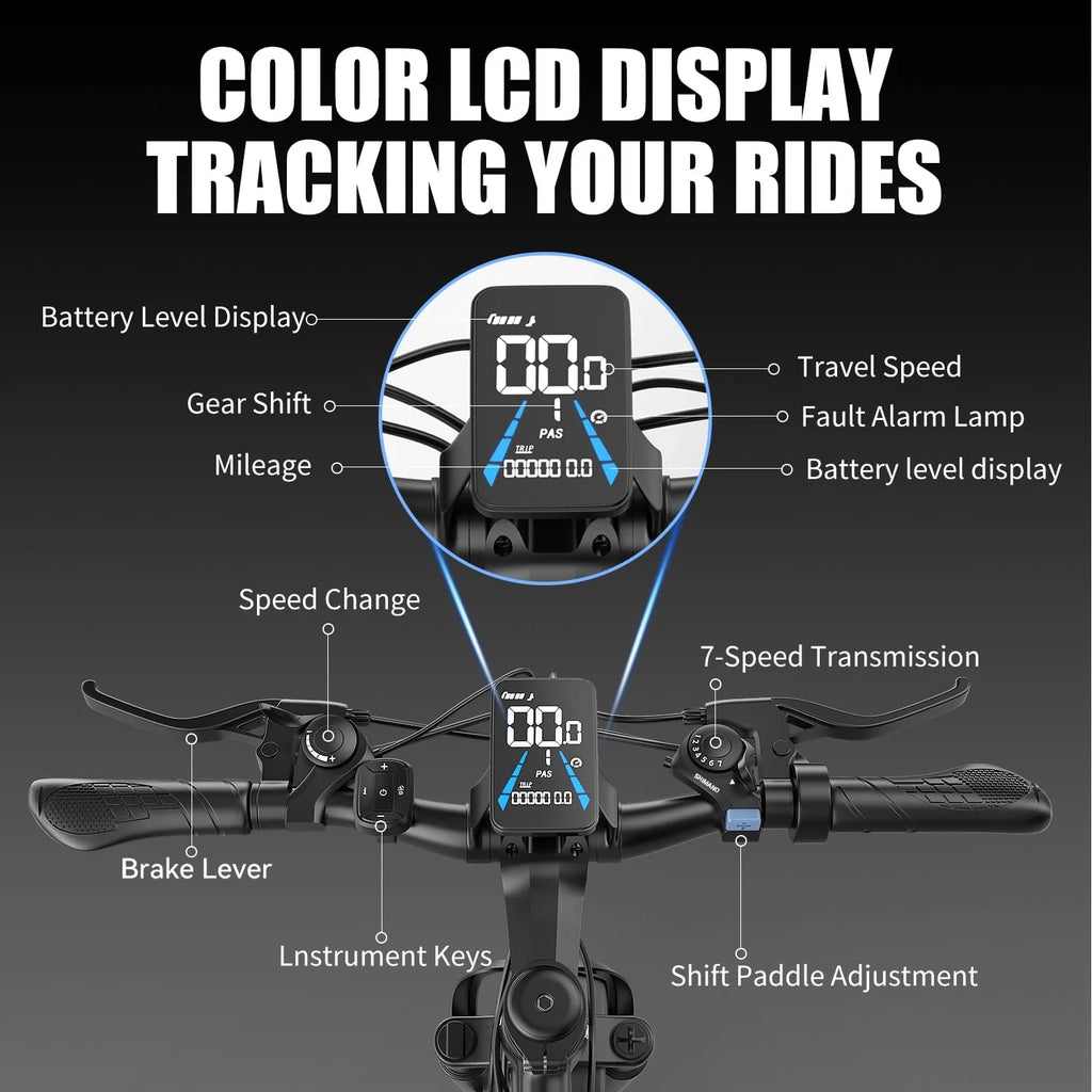 26" Electric Bike for Adults with Peak 750W Brushless Motor, 35Miles 22MPH Commuting Electric Mountain Bike with 36V 10AH Removable Battery, 7-Speed, Front Fork Suspension