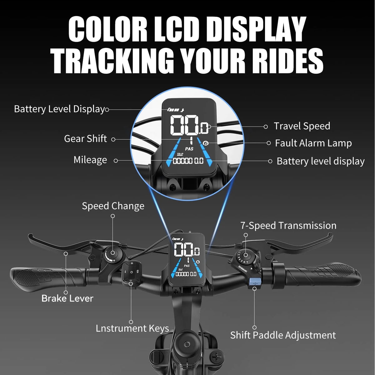 26" Electric Bike for Adults with Peak 750W Brushless Motor, 35Miles 22MPH Commuting Electric Mountain Bike with 36V 10AH Removable Battery, 7-Speed, Front Fork Suspension