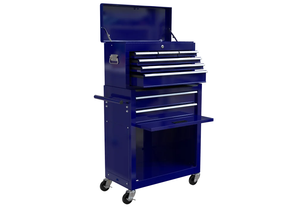 8-Drawer Rolling Tool Chest with Wheels, Removable Tool Box with Locking System, Tool Box Organizer with Hooks, Large Capacity Garage Storage Cabinet for Warehouse, Garage, Repair Shop, Orange