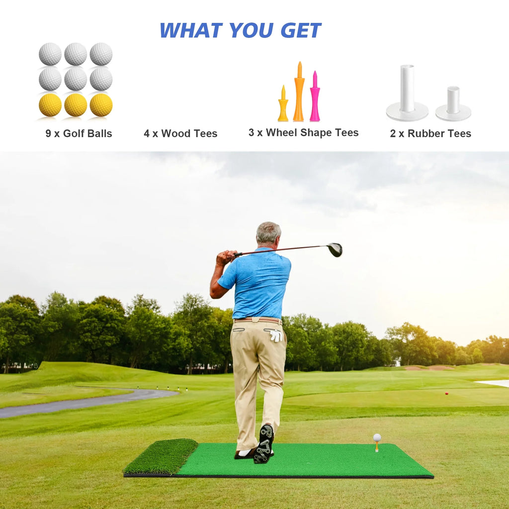 WFUN 5x4ft Hitting Thickened Artificial Turf Practice Golf Mat for Outdoor & Indoor, Gifts for Men/Golfers