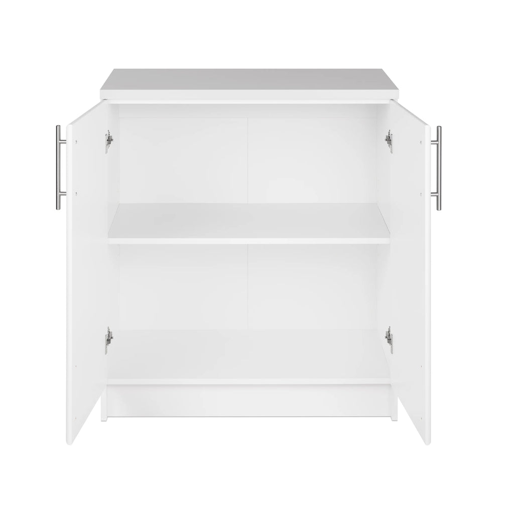 Prepac Elite Home Storage White Base Cabinet with Melamine Countertop