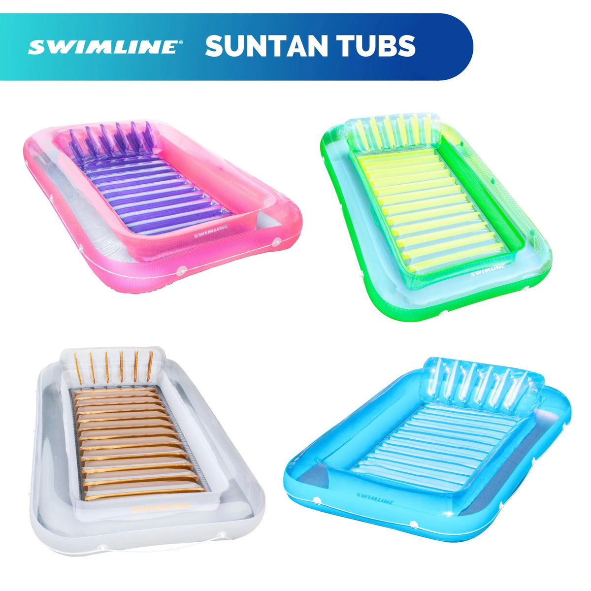 Swimline Original Suntan Tub Relaxing Water Lounge Float, Blue (3 Pack)
