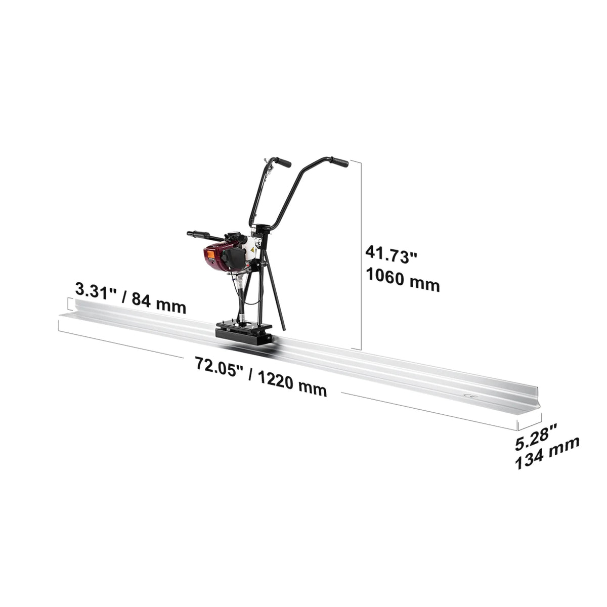 KFFKFF Concrete Power Screed with 4 ft Aluminum Board, Cement Finishing Vibrating Motor, Adjustable Handles, and 6500RPM Efficiency