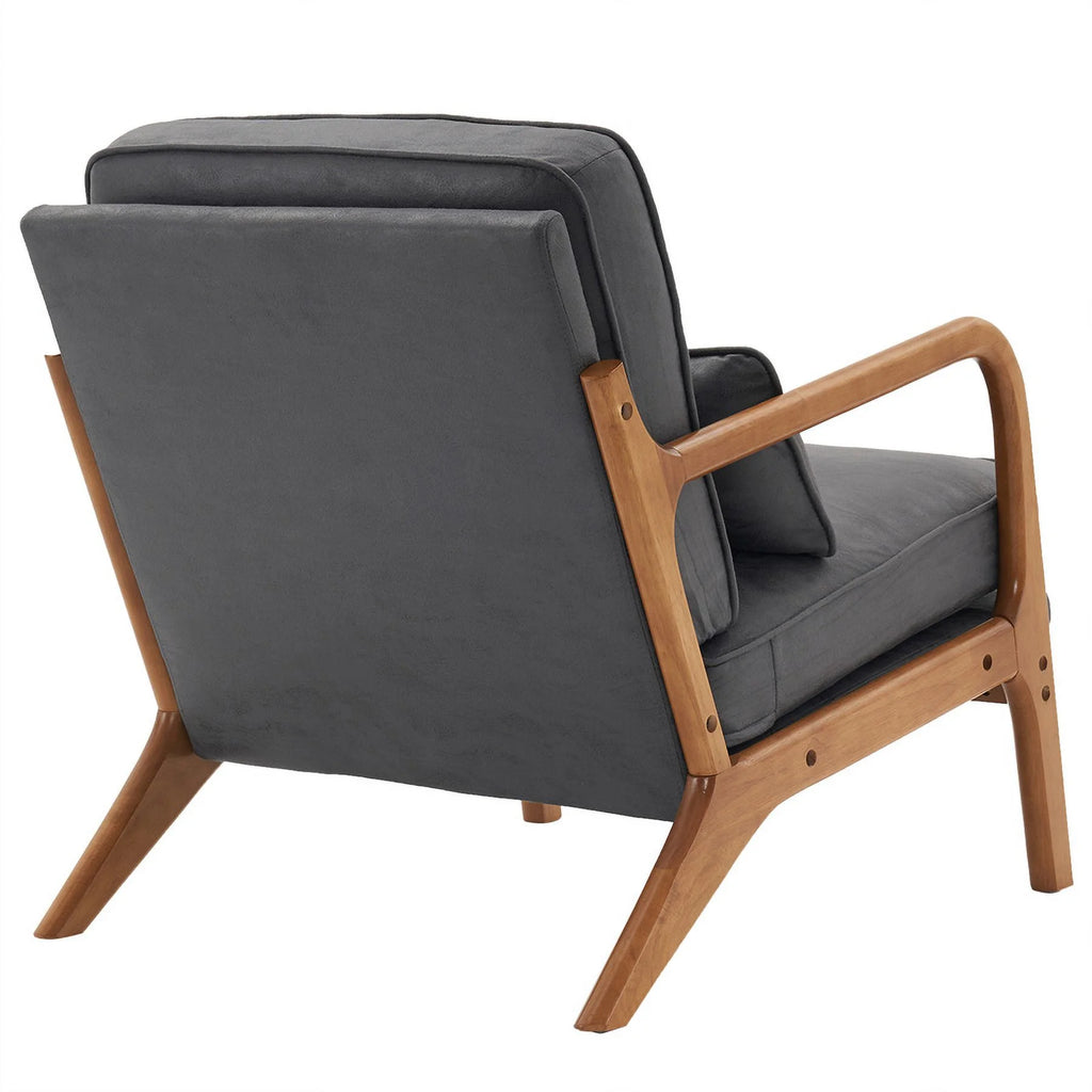Modern Accent Chair, Upholstered Armchair with Wood Frame, Bronzing Cloth Single Sofa Chair with Lumbar Pillow for Living Room Bedroom Apartment, Orange