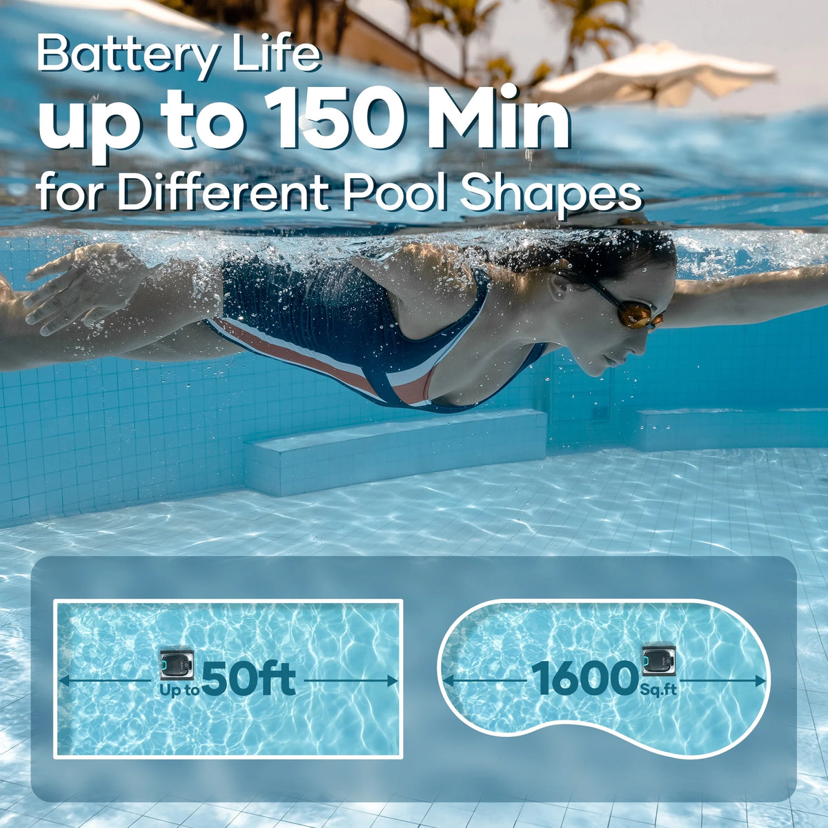 AIPER Scuba N1 Robotic Pool Vacuum Cleaner, Cordless, 2 Extra Brushes, For Inground Pools