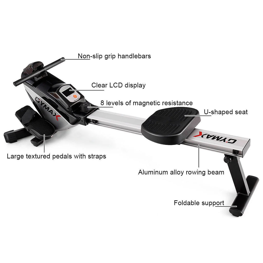 Gymax Folding Magnetic Rowing Machine Rower Exercise Cardio Adjustable Resistance