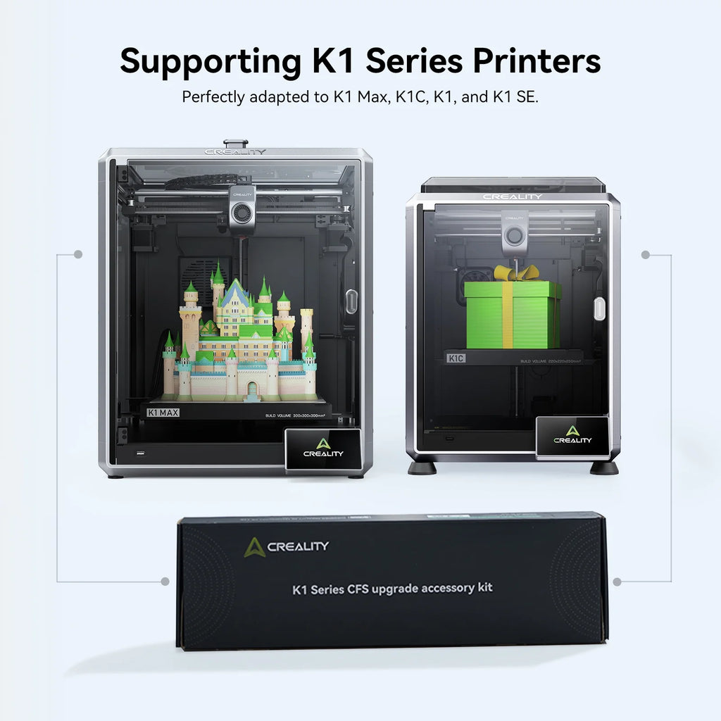 New Upgrade Creality K1 3D Printers + CFS Upgrade Accessory Kit + Creality Filament System Supports Multi-color Printing, Fast Connection to CFS, Auto Filament Identification| Mapping| Switch & Relay