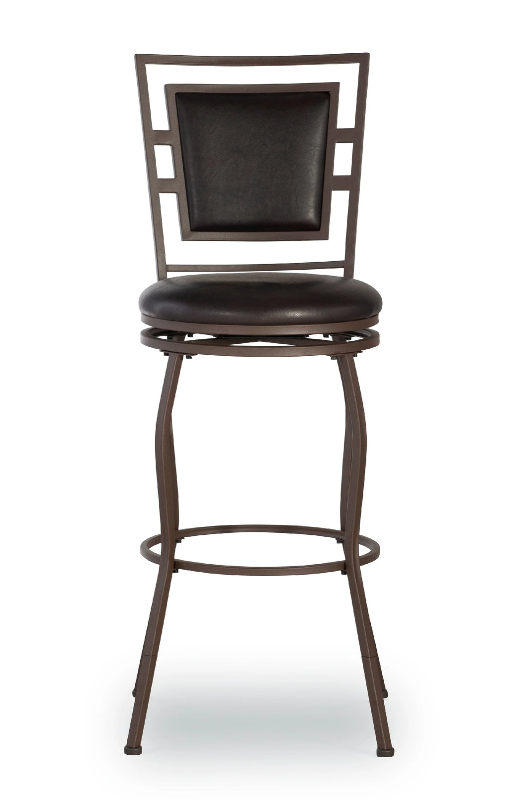 Linon Nora 3-Piece Swivel Bar Stool Set, 24"-30" Adjustable Seat Height, Dark Brown Finish with Dark Brown Vinyl Fabric