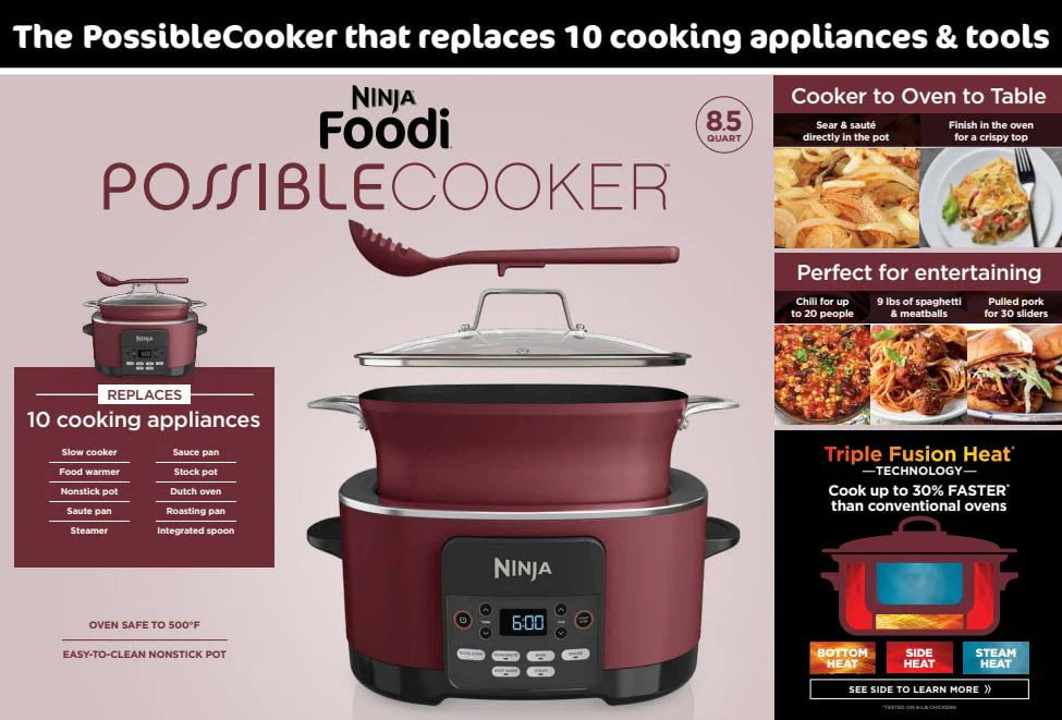 Ninja Foodi Possible Cooker 8.5qt Multi-Cooker, Cherry Tarte, MC1000WM