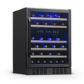 Newair 24-inch 46 Bottle Wine Cooler Refrigerator, Built-in Dual Zone Wine Fridge in Black Stainless Steel for Home, Office or Bar