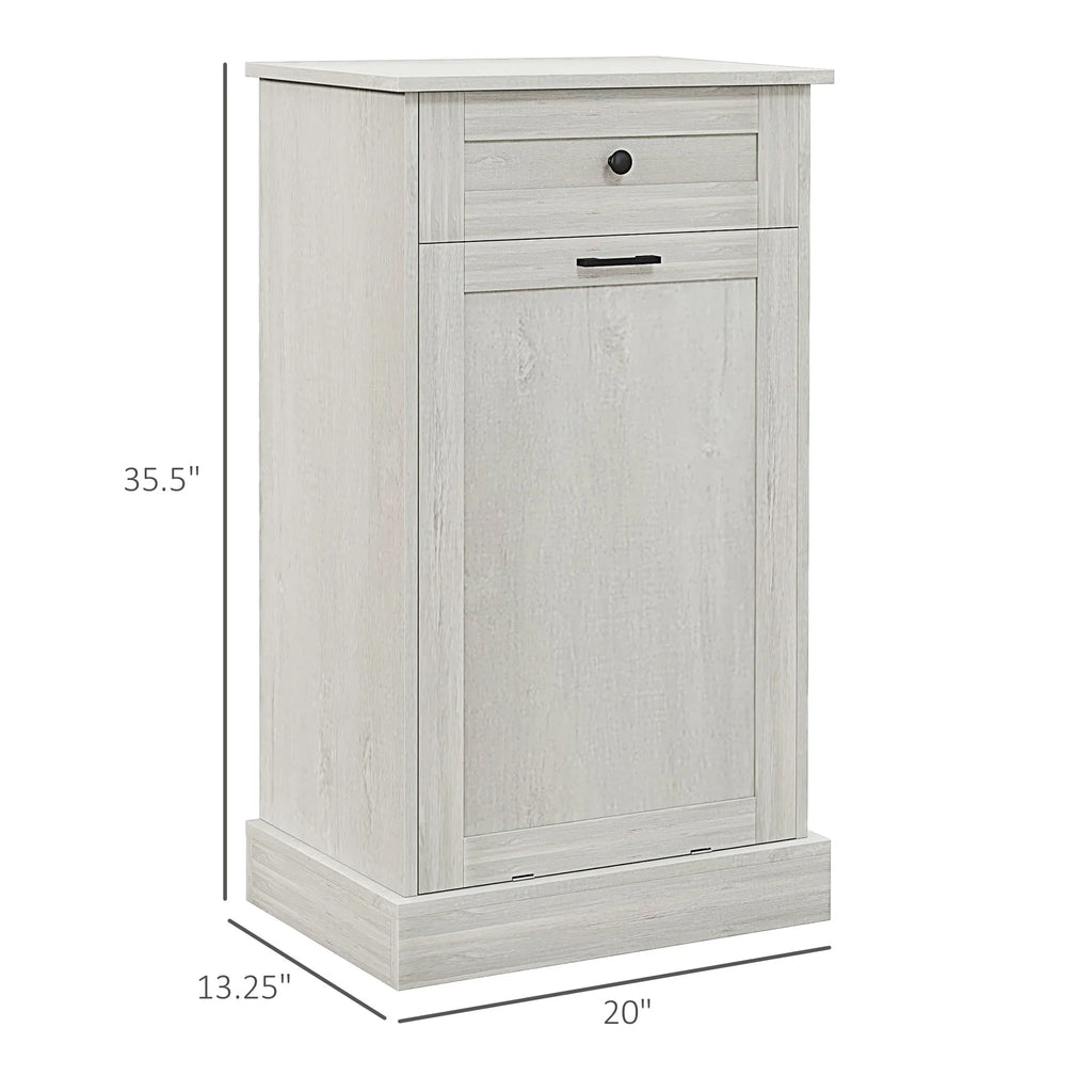 HOMCOM Kitchen Tilt Out Trash Bin Cabinet, Free Standing Recycling Cabinet
