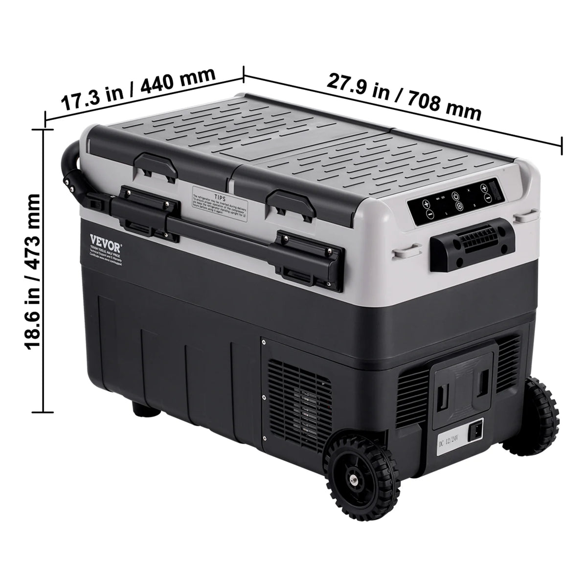 KFFKFF Mobile Car Cooler, 12V Vehicle Fridge, 40L / 42.3 qt Two-Section Portable Freezer, Temperature Range -4 to 68, Compressor-Based Cooling System for Home, Outdoors, Camping, RV, Automobile