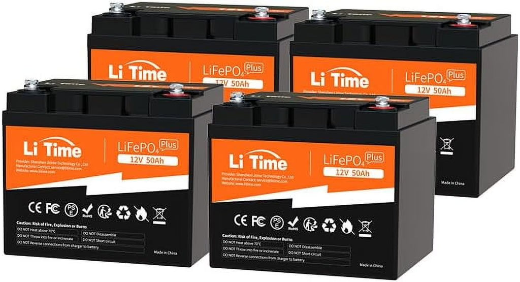 LiTime 12V 50Ah LiFePO4 Lithium Ion Battery, 4000+ Cycles, Lighter LiFePO4 Battery for Camping Trolling Motor Solar