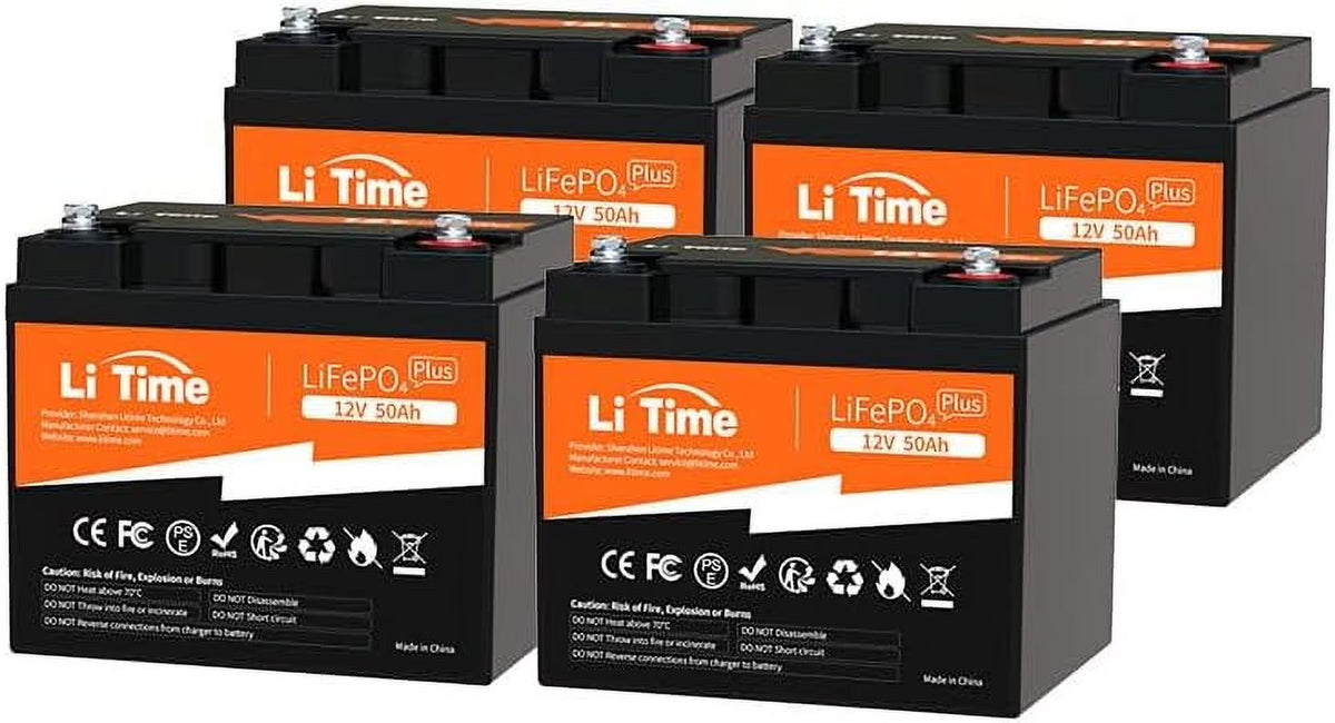 LiTime 12V 50Ah LiFePO4 Lithium Ion Battery, 4000+ Cycles, Lighter LiFePO4 Battery for Camping Trolling Motor Solar