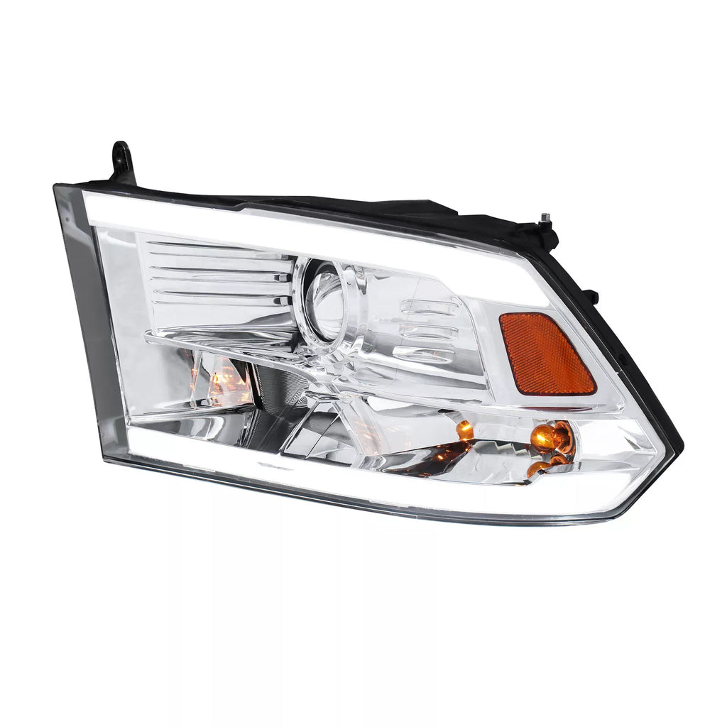 MOSTPLUS Pair LED DRL Chrome Headlight for 2009-2018 Dodge Ram 1500 2500 3500 Halogen