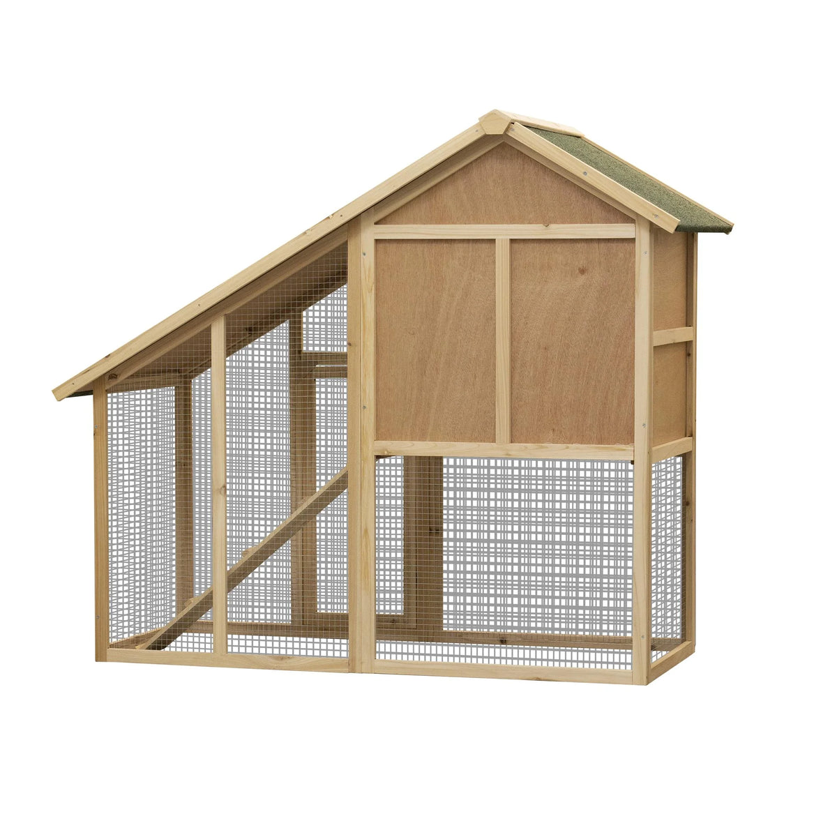 Pefilos 55" 2 Story Rabbit Hutch with Ramp, Tray, Wood Bunny Cage Poultry Chicken Coops, Beige