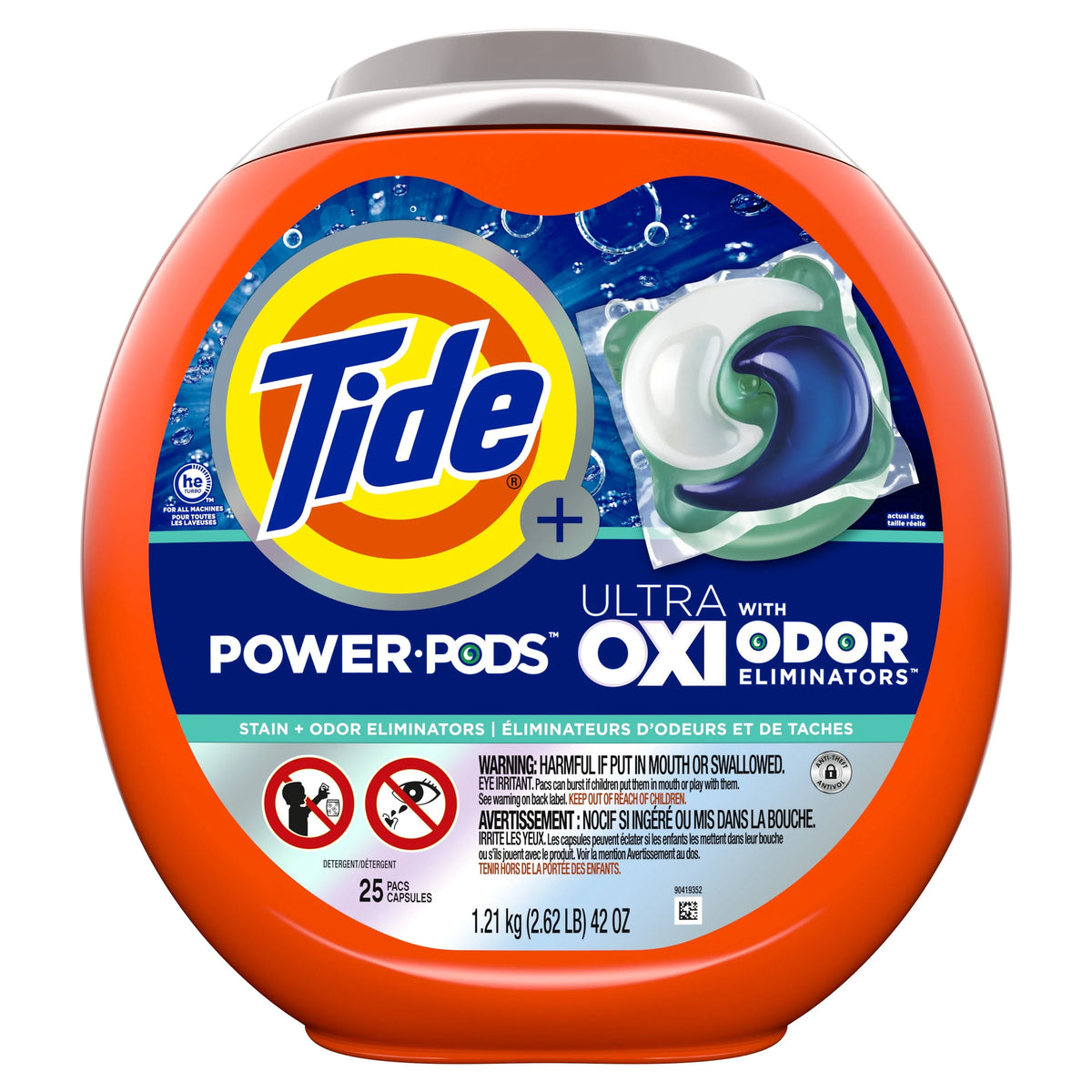 Tide Power Pods Laundry Detergent Soap Packs with Ultra Oxi, Spring Meadow, 25 Ct