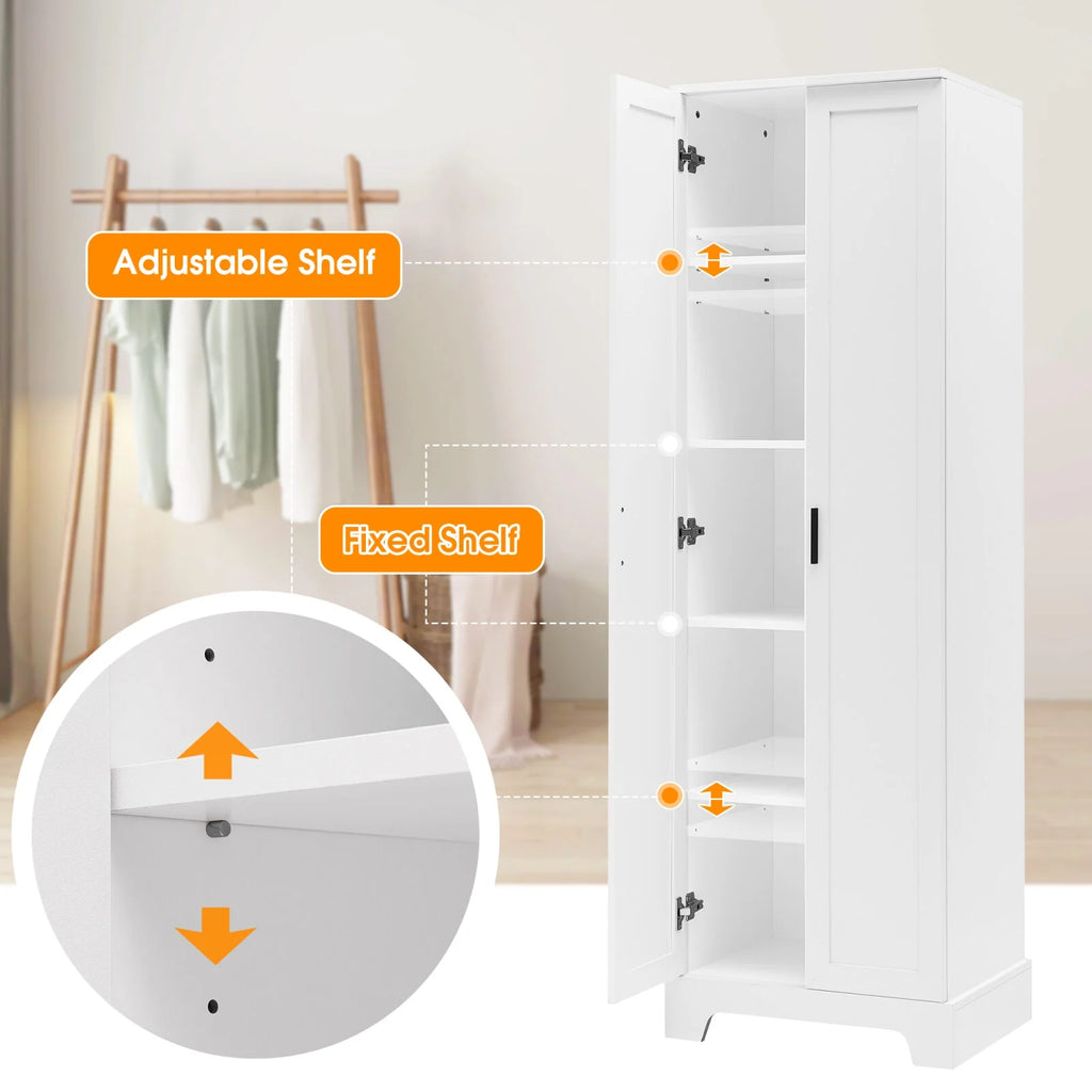 22'' Double Door Storage Cabinet with Adjustable Shelves, High Quality Bathroom Cabinet with  MDF Material, for Living room, Bathroom, Black