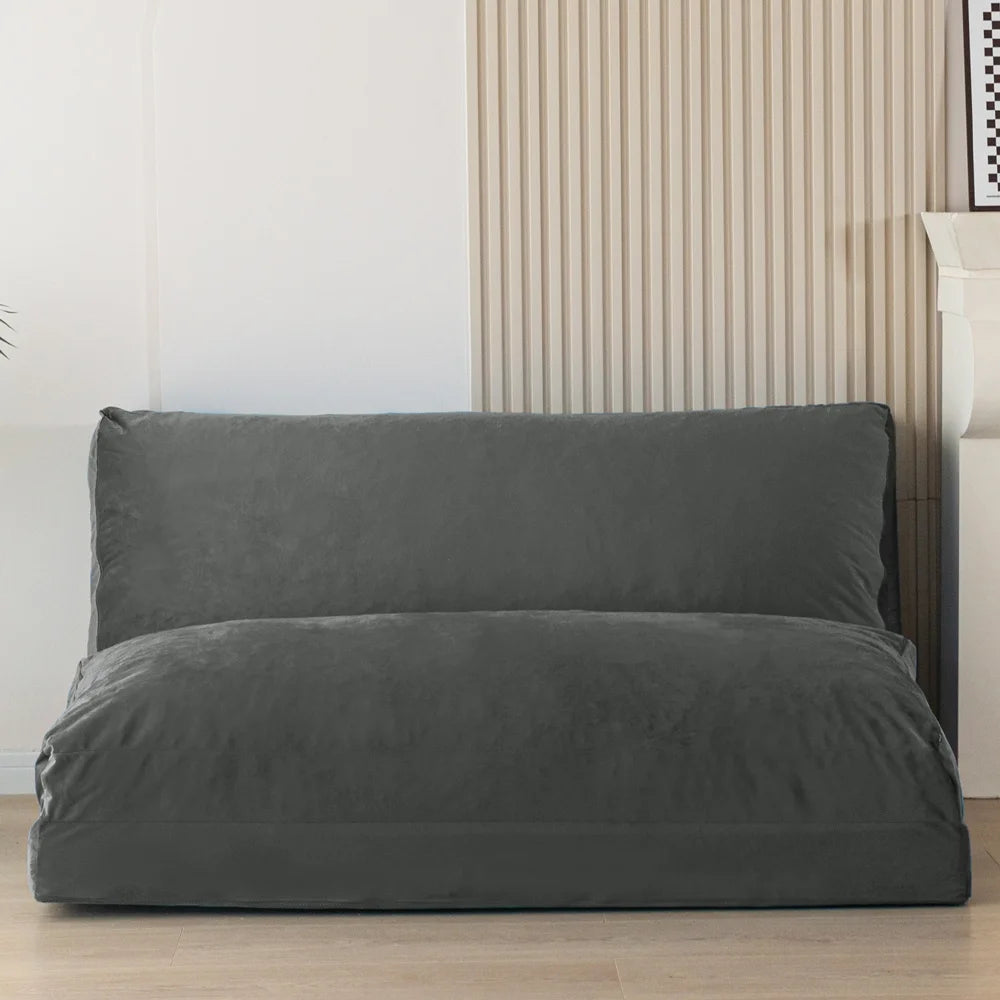 Folding Sofa Bed,Extra Thick and Long Fluffy 4 Position Convertible Flip Lounge Chair,Foam Filling Folding Matress Sofa Bean Bag with Washable Cover,Grey,39x95 Inch