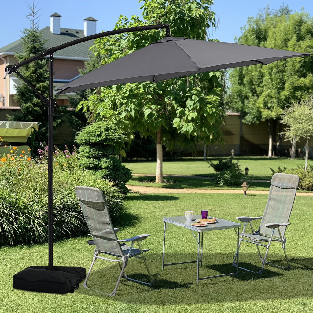 Autlaycil 10 ft Cantilever Offset Outdoor Patio Umbrella with Base Stand Rotate and Tilt, Blue