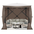 Hoteel 6x6ft Outdoor Pop Up Gazebo for Camping, Screen House with 4 Sidewalls and Mosquito Netting, Waterproof, UV Resistant,Portable Carry Bag, for Outdoor Camping, Lawn and Backyard, Brown