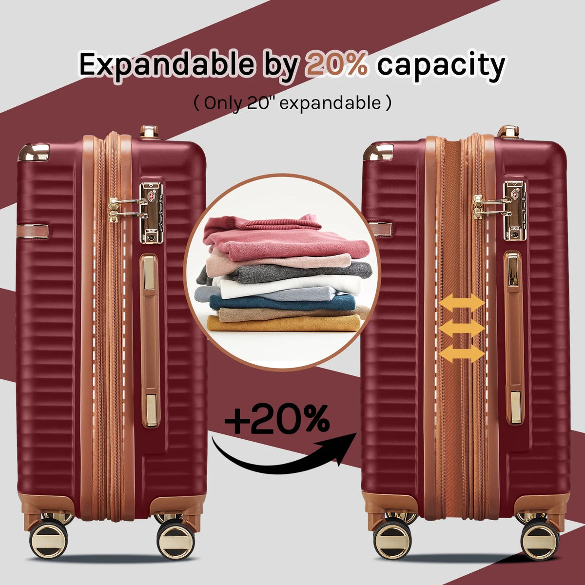 Joyway 3-Piece Carry-On Luggage Set with Swivel TSA Lock and Leather Carry Bag