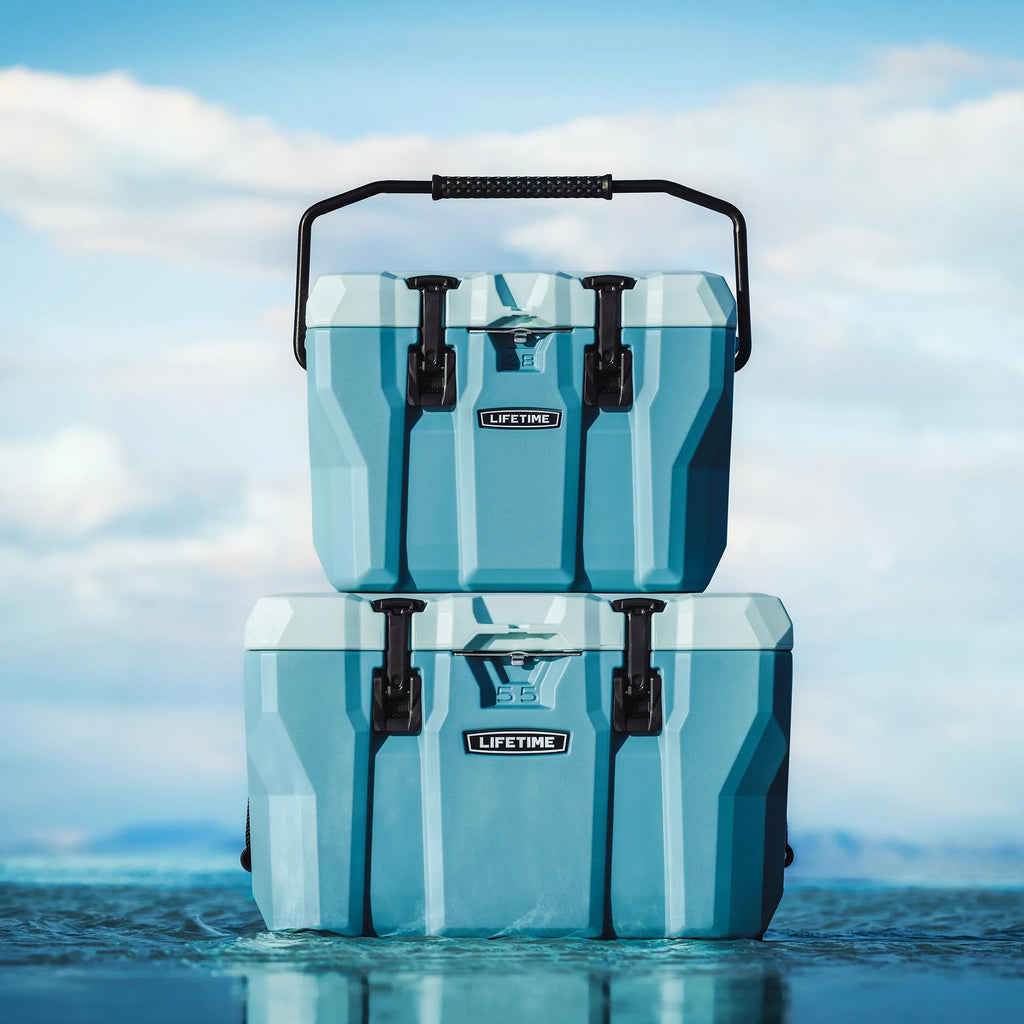 Lifetime 55 qt Bear-Resistant Camping Cooler, Premium High Performance, Ice Retention, Hard Cooler, 60 Can Capacity, Light Gray (90949)