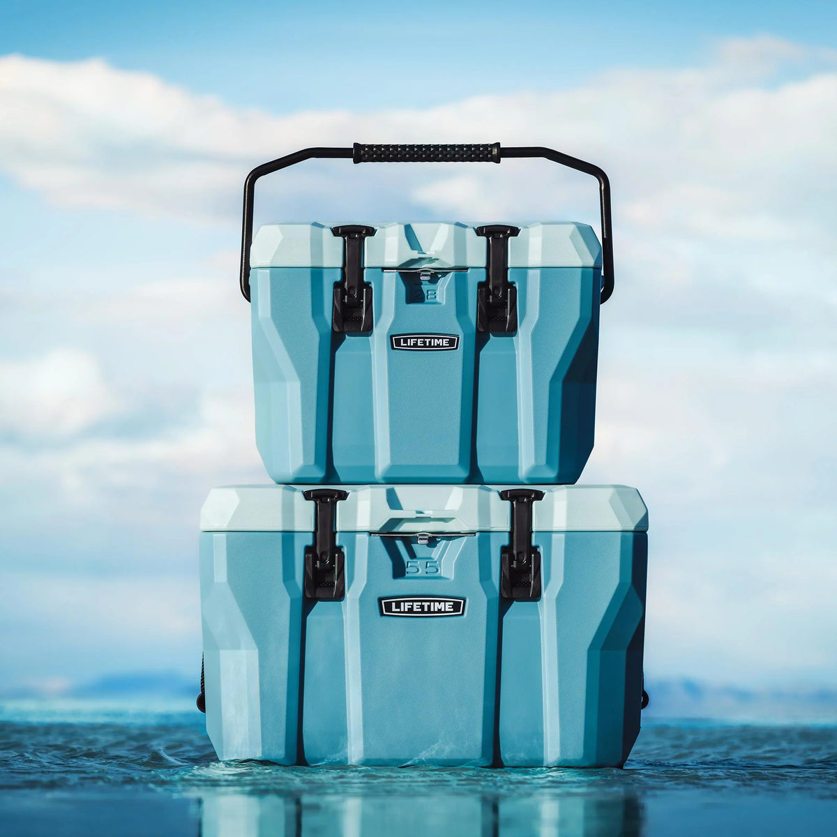 Lifetime 55 qt Bear-Resistant Camping Cooler, Premium High Performance, Ice Retention, Hard Cooler, 60 Can Capacity, Light Gray (90949)