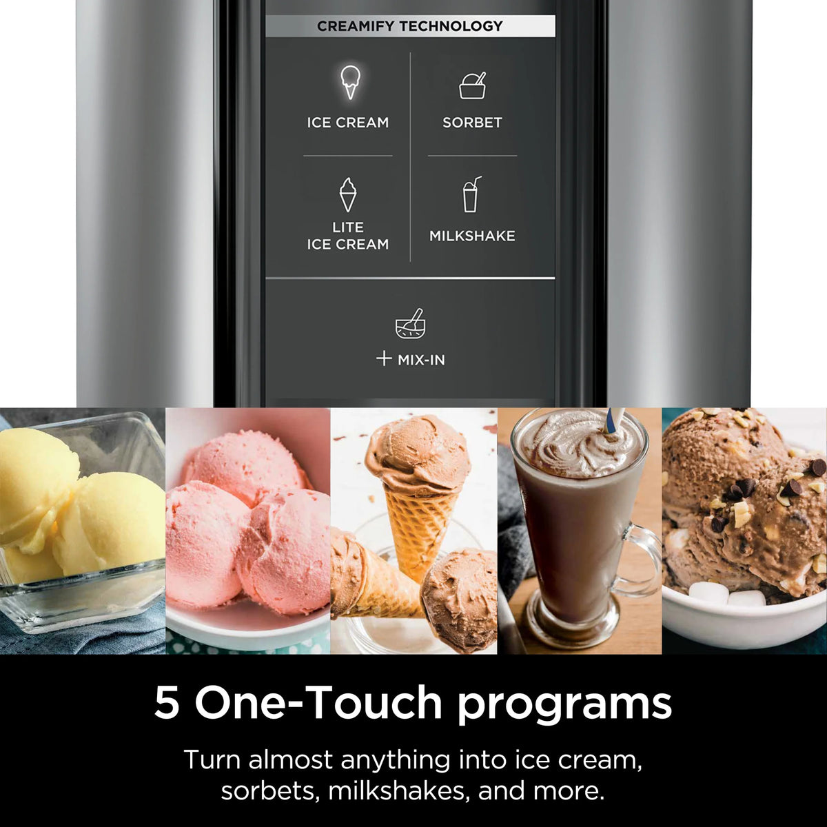 Ninja CREAMi Ice Cream Maker, for Gelato, Mix-ins, Milkshakes, Sorbet, Smoothie Bowls & More, 5 One-Touch Programs, with (2) 16 oz Pint Containers & Lids, Perfect for Kids, White, NC300WH