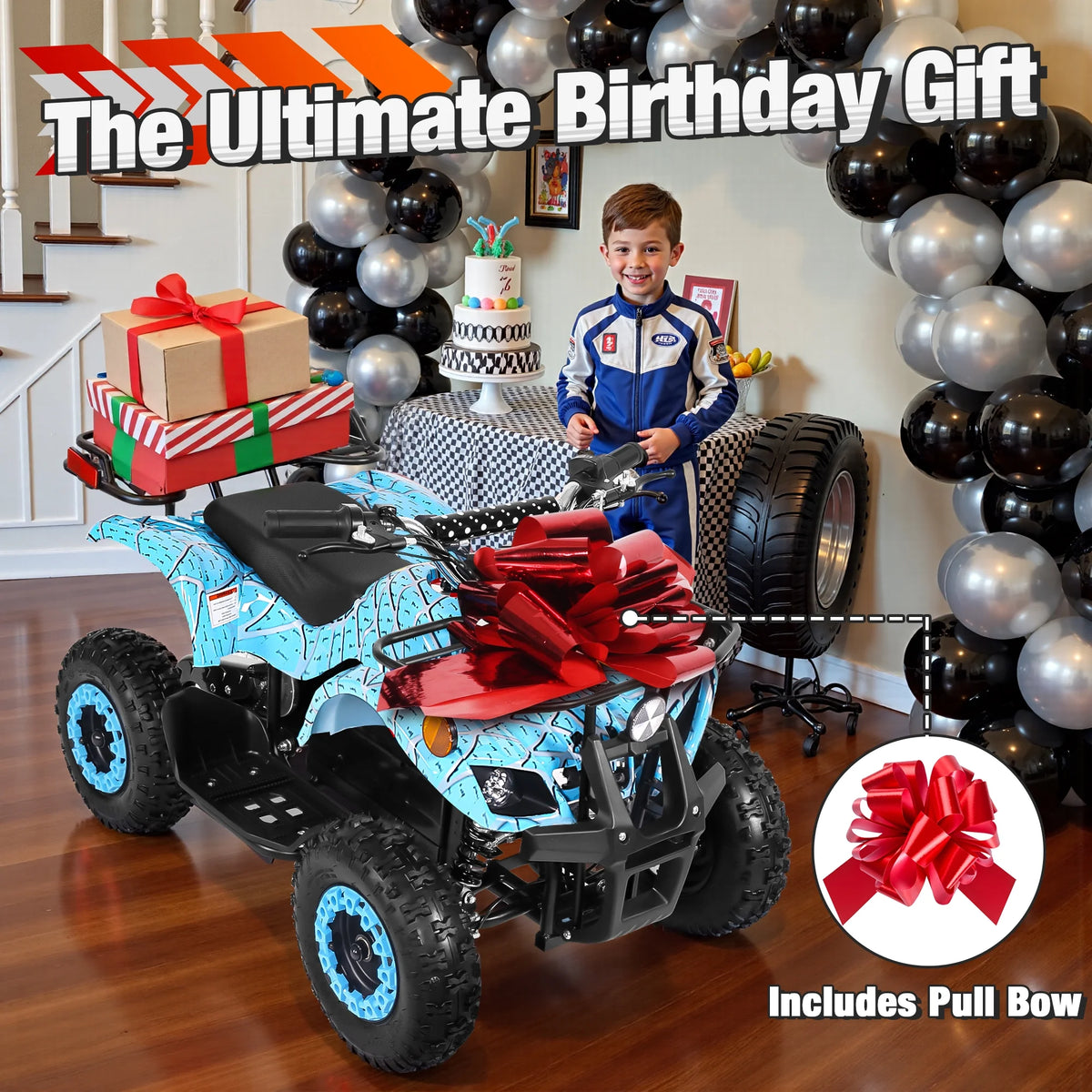 ATV for Kids, 36 Volt Ride on Toys, 500w Motor Quad Bike for Big Kids, Power Car Wheel with Metal Frame, Speed Control, Suspension, Black