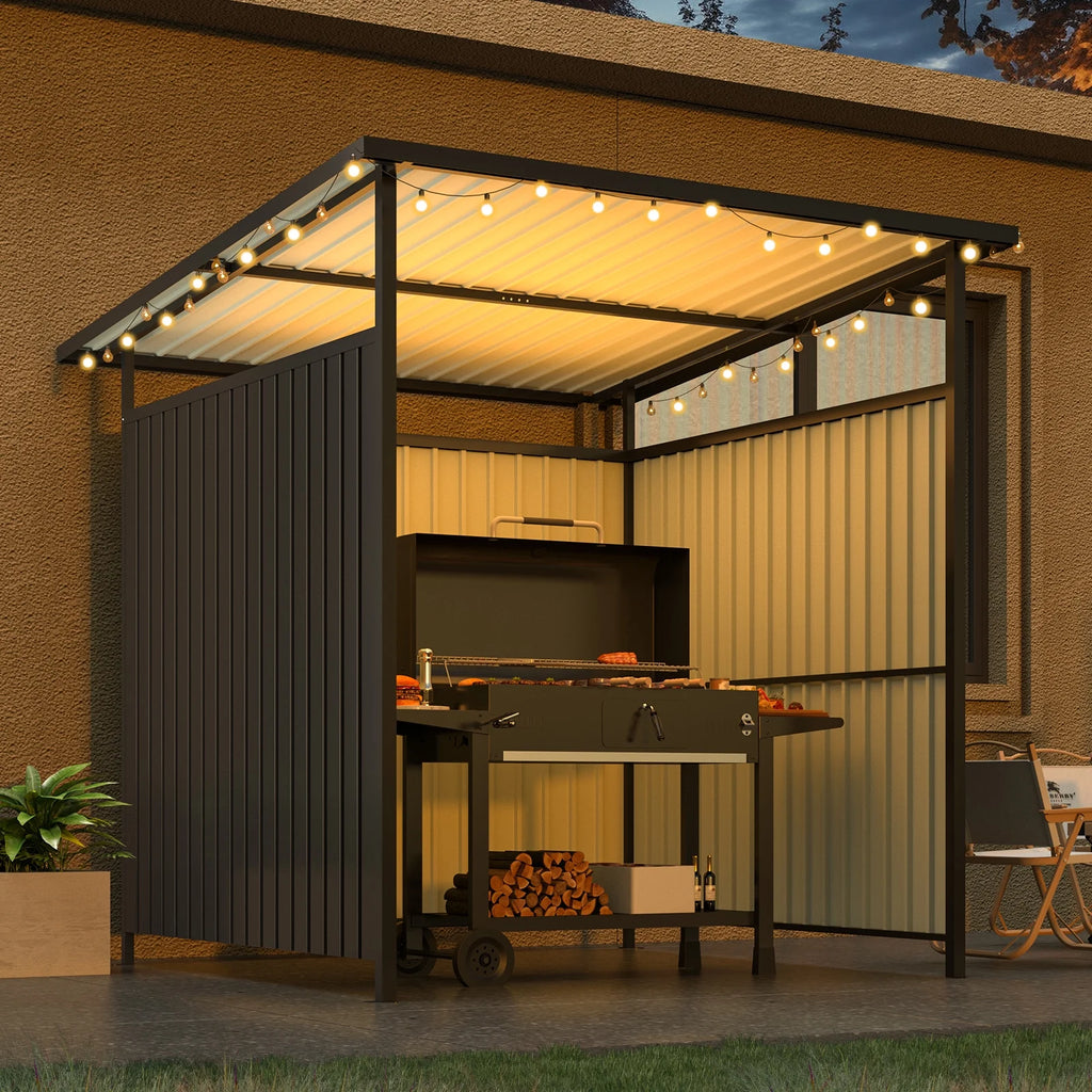 AECOJOY 6' x 6' Hardtop Gazebo Outdoor Pergola For Garden, Patio, Backyard-?Dark Gray